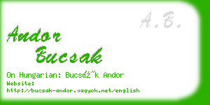 andor bucsak business card